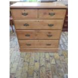 A Victorian stripped pine 5 drawer chest, 100cm tall x 92cm x 47cm