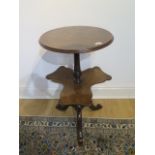 A Victorian walnut bookstand sidetable missing brass gallery, 75cm tall, 43 diameter top