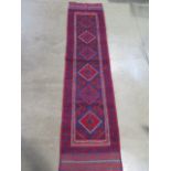 A hand knotted woollen meshwani runner, 255cm x 62cm