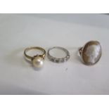 A 9ct gold cameo ring, size P and two other 9ct rings, total weight approx 8.3grams