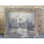 An impressionist style oil on canvas landscape signed D Asseui, in a swept frame, 50cm x 59cm,