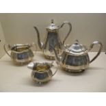 A good silver four piece coffee and tea set, London 1894/95 maker HA, in generally good condition,