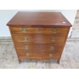 A mahogany 4 drawer chest on splayed bracket feet, 72cm tall x 69cm x 50cm