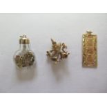 A yellow gold Chinese dragon charm and a Chinese dragon pendant, both test to approx 14ct, total