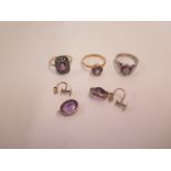 An 18ct white gold ring, ring size M, approx 5 grams, a 9ct Amethyst ring, ring size P approx 2