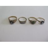 Four hallmarked 9ct yellow gold dress rings, total weight approx 8.8grams, all size Q