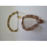 Two 9ct yellow gold bracelets, one quite worn the other has damage , total weight approx 29.3 grams