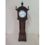 A good Edwardian inlaid mahogany miniature longcase clock with a french platform movement, 43cm