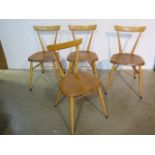 A set of 4 blonde elm Ercol kitchen chairs, design no: 884892, all generally good condition