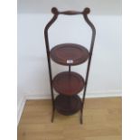 A mahogany 3 tier folding cakestand, 91cm tall, in original condition