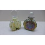 Two Isle of Wight scent bottles, unsigned, 10cm tall, all good except one which has a small chip