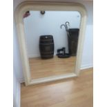 A Victorian style cream overmantle mirror, 112cm x 88cm