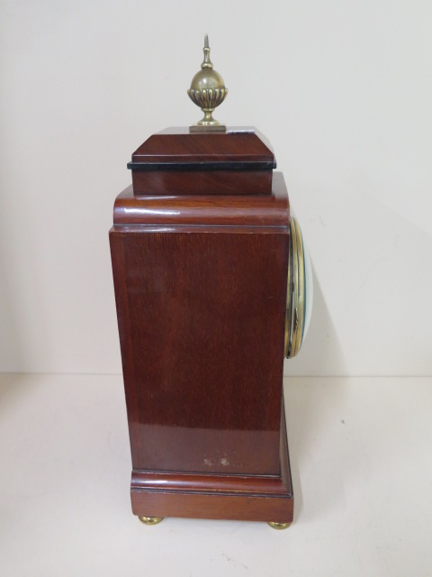 A 19th century bracket clock, mahogany case with brass inlay 8 day movement, twin fusee, strikes - Image 4 of 5