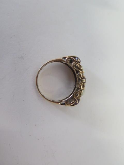A hallmarked 9ct gold opal and amethyst ring, size N, approx 3.3grams, some wear consistent with use - Image 3 of 3