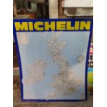 Automobilia: A Michelin metal advertising sign, detailed with a map of Britain and Ireland, 85cm x