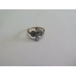 An 18ct yellow gold Art Deco diamond ring, ring size J, approx 2.9grams marked 18ct, larger diamonds