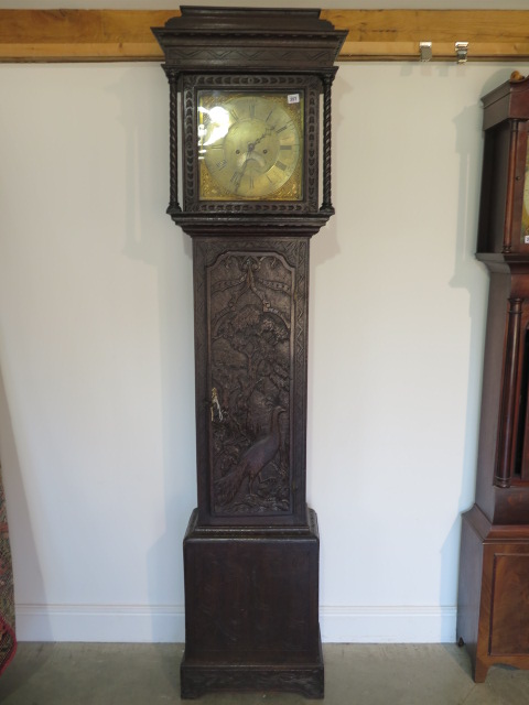 An early 19th century longcase clock, James Hunt of Bradford 1211, brass dial 8 day movement oak