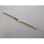 A hallmarked 9ct yellow gold identity bracelet, 23cm long no engraving, approx 15.9gs, some wear