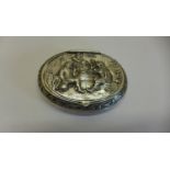 A 19th century silver dutch snuffbox approx 36 grams, 6.5cm wide, repair to rim otherwise