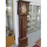 An oak longcase 8-day striking clock with moonphase dial, Gustav Becker movement, 188cm tall, in