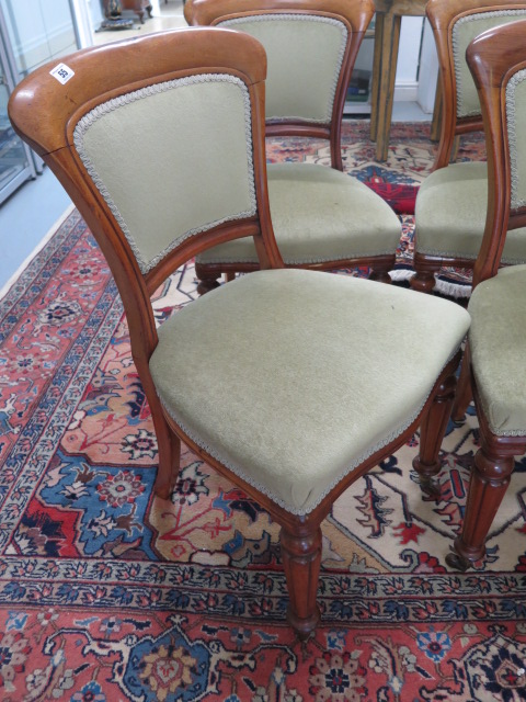 A set of 6 early Victorian dining chairs with upholstered seats and backs, all in sound condition - Image 2 of 2