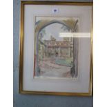 Derek Abel, watercolour, Corpus Christi, limited edition 2/50, 57cm x 45cm, Leakhampton by Derek
