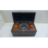A 19th century two section tea caddy with associated mixing bowl 15cm x 31cm x 16cm