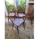 Four elm seated kitchen hoop back chairs
