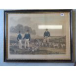 A 19th century lithographic print 'The Merry Beaglers', 75cm x 58cm, and one other print 'Cricket at