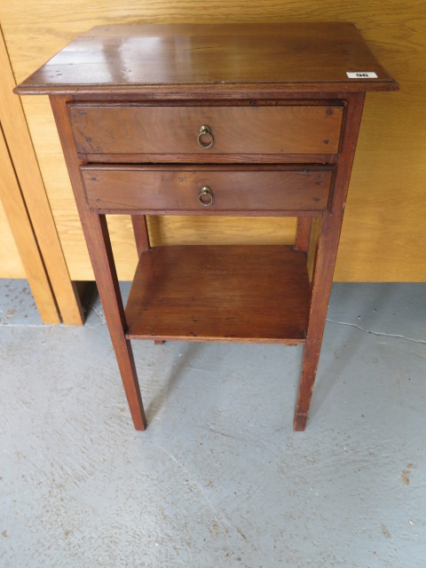 A small mahogany side table with 2 drawers , 70cm tall x 42cm x 32cm