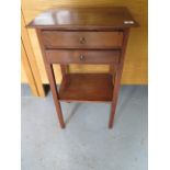 A small mahogany side table with 2 drawers , 70cm tall x 42cm x 32cm