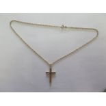 A 9ct hallmarked crucifix on a 9ct chain, 47cm long, total weight approx 11grams