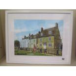 Local artist John Bell watercolour 'Public bench overlooking the River Ouse Quayside Ely Cambs',