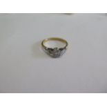 An 18ct yellow gold and platinum diamond solitaire ring, diamond approx 0.25ct, ring size P,