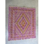 A hand knotted woollen gazak rug, 123cm x 112cm