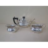 A silver 3 piece tea set, Birmingham 1928/29 maker HM, total approx 25.2 troy oz, generally good