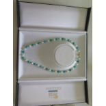 A good quality pearl and turquoise necklace with 18ct yellow gold clasp, 42cm long, pearls approx