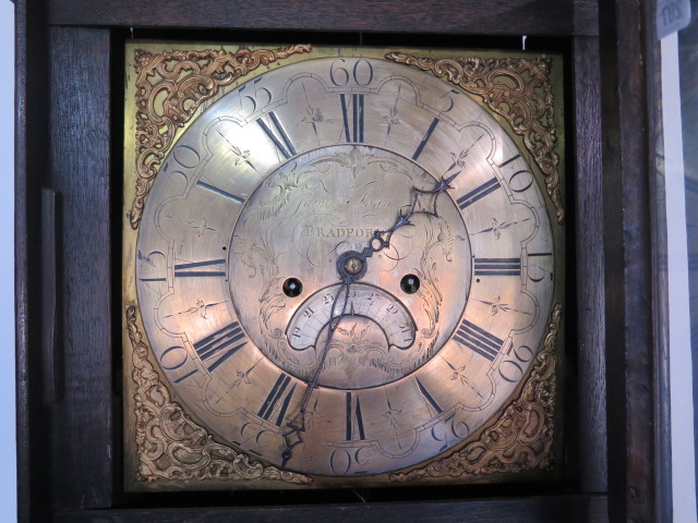 An early 19th century longcase clock, James Hunt of Bradford 1211, brass dial 8 day movement oak - Image 2 of 6