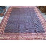 A hand knotted woollen extraordinary Araak rug, 3.82m x 2.95m, generally good condition and