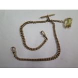 A 9ct yellow gold double Albert watch chain marked 9 375 to each link with a citrine fob, 36cm long,