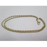 An 18ct yellow gold chain, marked 750, 47cm long, approx 3.6 grams in good condition and clasp