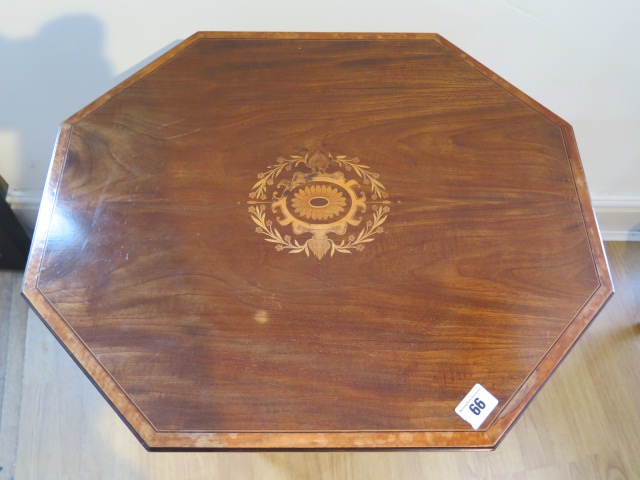 An Edwardian mahogany occasional table with gallery and inlaid top, 66cm tall x 54cm x 45cm, some - Image 2 of 6