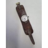 A silver gents Trench watch with a Borgel case, screw down bezel, pin set, approx 34mm wide