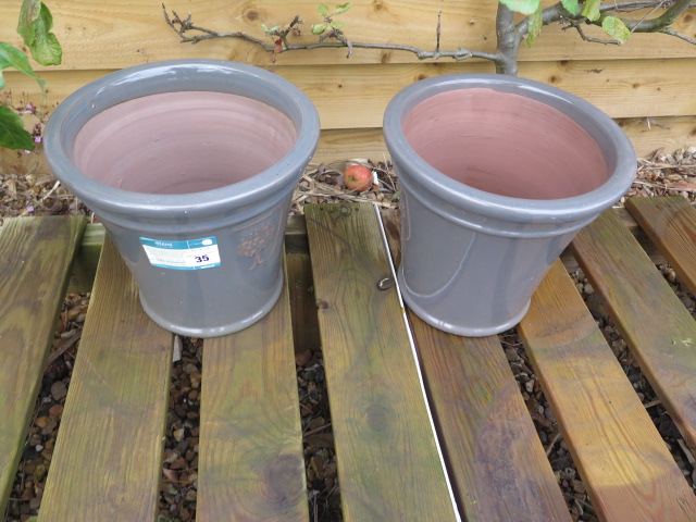 Two grey glazed pots