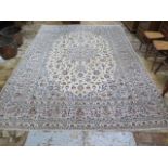 A hand knotted woollen fine Kashan rug, 3.68m x 2.5m, generally good condition and colours good