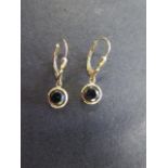 A pair of 9ct gold black diamond earrings, marked 375, diamonds approx 6mm diameter, total weight