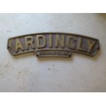 Railway Interest: A rare Southern Railway Schools class locomotive nameplate 'ARDINGLY', built at