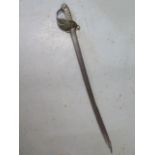 A Victorian 1827 pattern Naval officers sword with shagreen grip, 93cm long, no scabbard, pitting