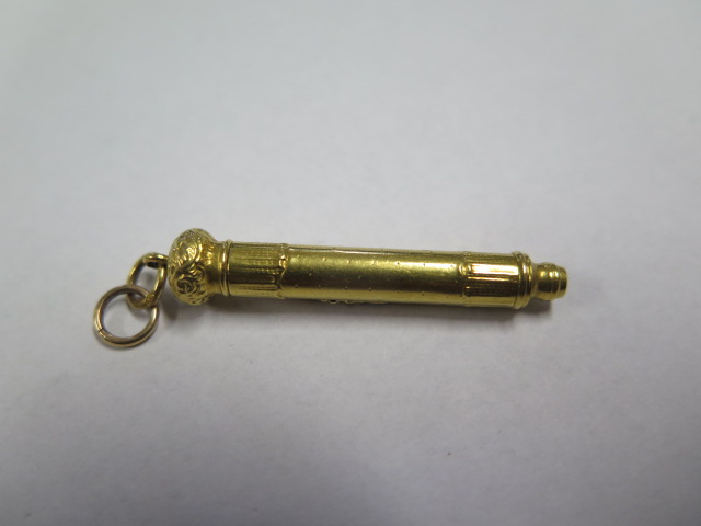 A French 18ct yellow gold propelling fob pencil, 4cm closed, approx 6.3 grams in generally good - Image 2 of 3