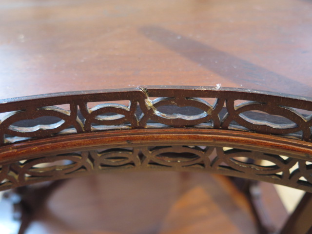 An Edwardian mahogany occasional table with gallery and inlaid top, 66cm tall x 54cm x 45cm, some - Image 5 of 6